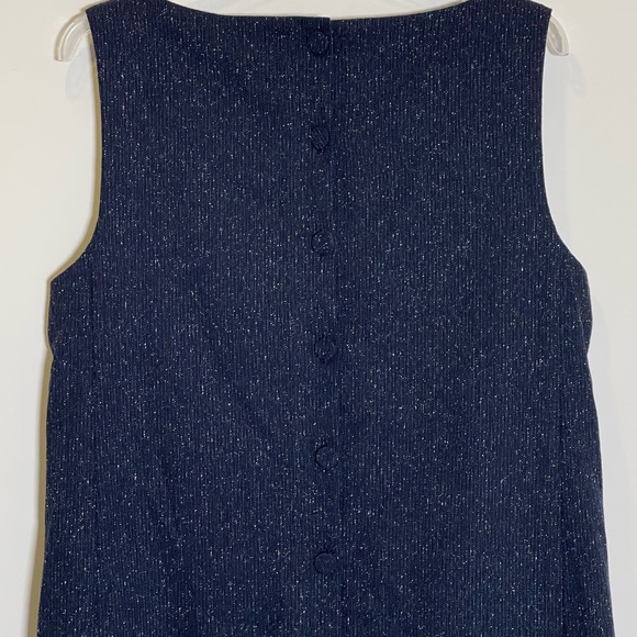 Theory Women's Size 8 Dress Navy Rail Texture Sleeveless Button Back - Picture 4 of 8